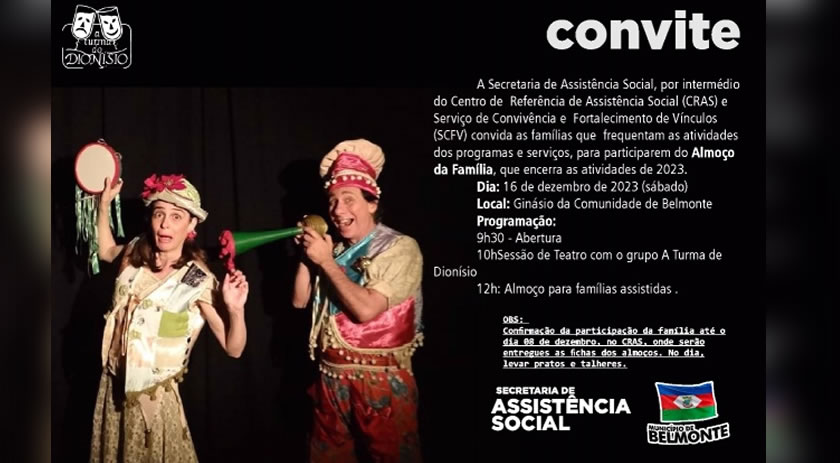 Peça de teatro e almoço encerram atividades da Assistência Social