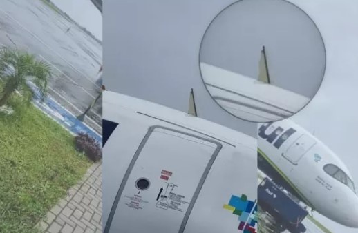 Raio atinge avião durante pouso no aeroporto de Chapecó