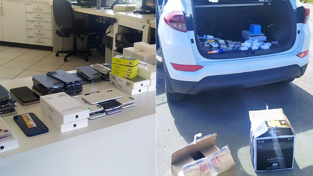 PRF apreende mais de 70 celulares e garrafas de bebidas importadas na BR-282
