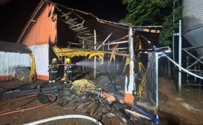 Incêndio atinge aviário durante a madrugada