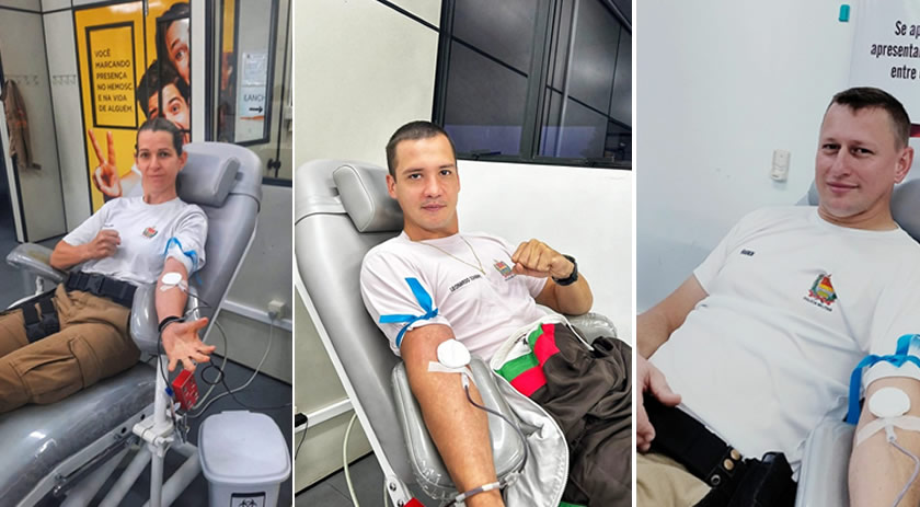 Policiais militares de São Miguel do Oeste realizam doação de sangue no HEMOSC em Chapecó