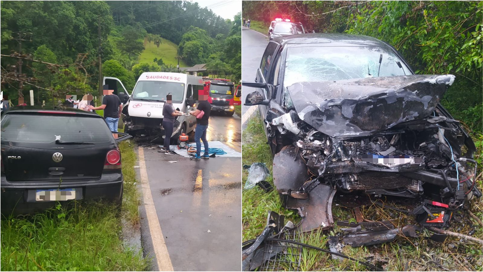Acidente com van da Saúde deixa pelo menos cinco feridos na SC 160