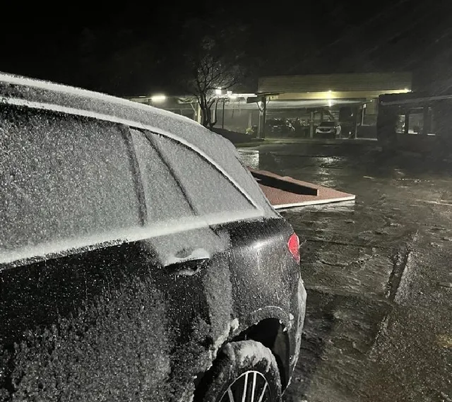Primeira chuva congelada neste ano é registrada na Serra catarinense