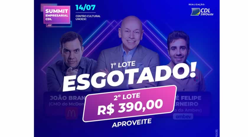 1º lote de ingressos para o Summit Empresarial CDL esgota em menos de 24 horas