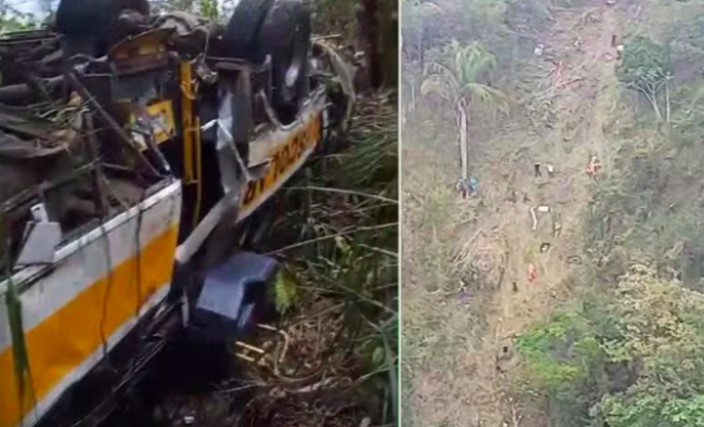 Ônibus capota em ribanceira e deixa 18 mortos