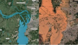 Imagens de satélite mostram “antes e durante” enchente em Porto Alegre